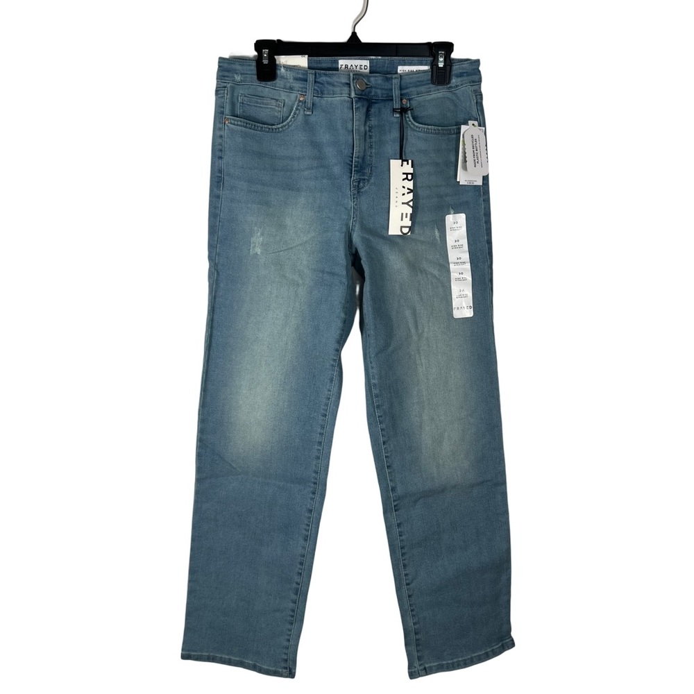 FRAYED Jeans Size 30 High Rise Straight Light Wash Lightly Distressed Jeans  NWT